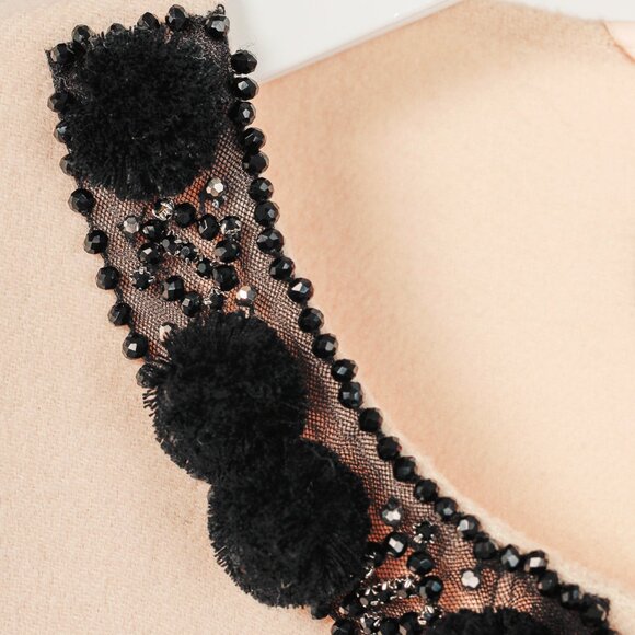 Max Mara Studio Beige Wool Embellished-Neck Coat - Picture 4 of 11